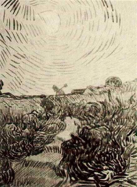 Sun Disk above a Path between Shrubs, 1890 - Vincent van Gogh