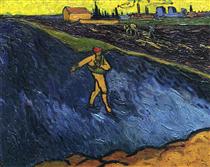 The Sower Outskirts of Arles in the Background - Vincent van Gogh
