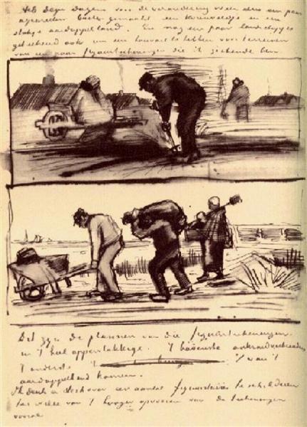 Three Persons Returning from the Potato Field, 1883 - Винсент Ван Гог