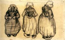 Three Studies of a Woman with a Shawl - Vincent van Gogh
