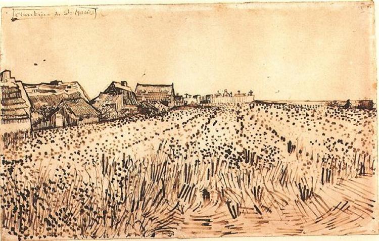 View of Saintes-Maries with Cemetery, 1888 - Vincent van Gogh