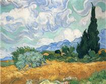 Wheatfield with cypress tree - Vincent van Gogh