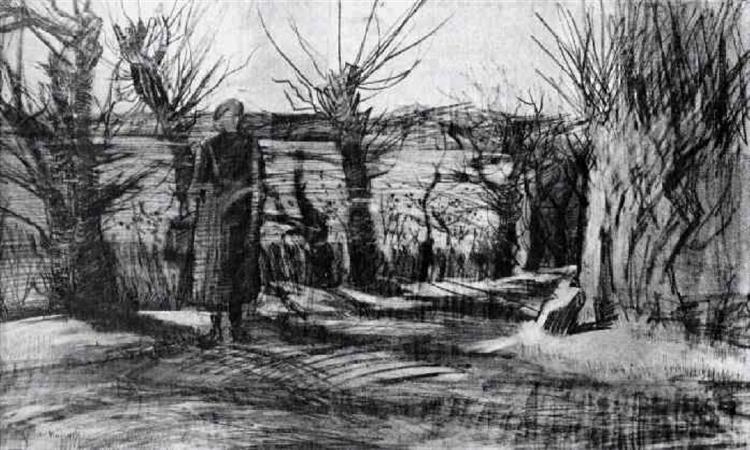 Woman on a Road with Pollard Willows, 1882 - Вінсент Ван Гог
