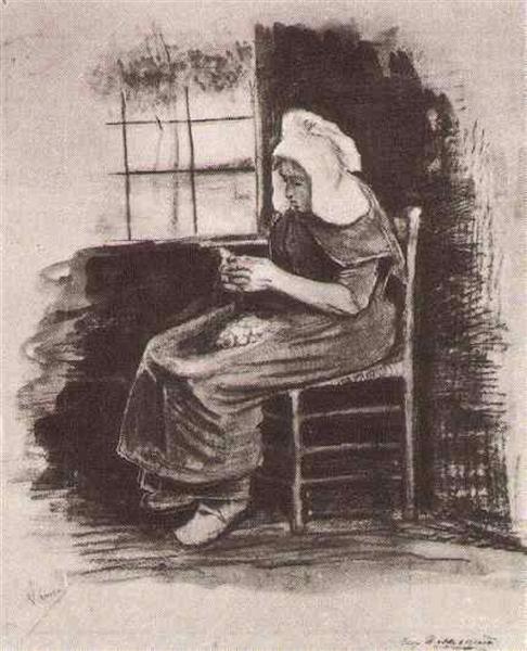 Woman Peeling Potatoes near a Window, 1881 - Вінсент Ван Гог