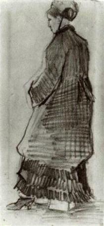 Woman with Hat, Coat and Pleated Dress - Винсент Ван Гог