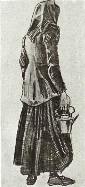 Woman with Kettle, Seen from the Back, 1882 - 梵谷
