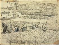 Women Working in Wheat Field - Винсент Ван Гог