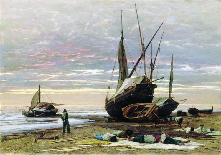Evening. Seashore., 1874 - Владимир Орловский