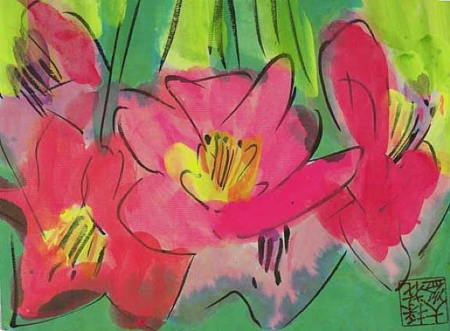 The Pinkest Flowers - Walasse Ting