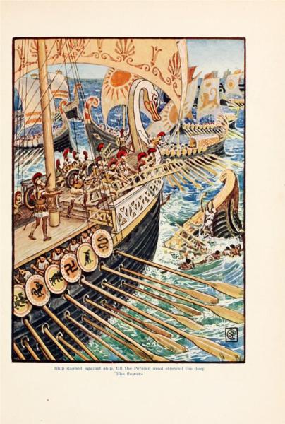 Ship dashed against ship, till the Persian Army dead strewed the deep like flowers - Walter Crane