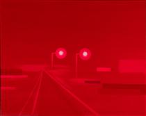 Untitled (Brilliant Red Digital Breakup Lights), from Green Zone - Wanda Koop