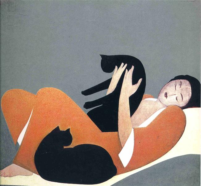 Woman and Cats, 1969 - Уилл Барнет