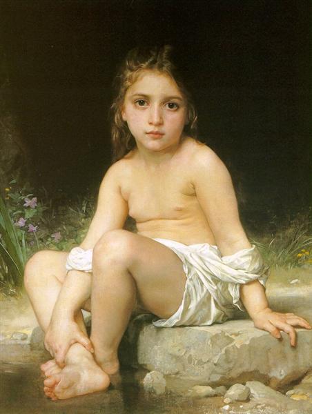 Child at Bath, c.1886 - 布格羅