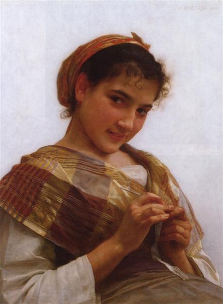 Portrait of a Young Girl Crocheting, 1889 - 布格羅