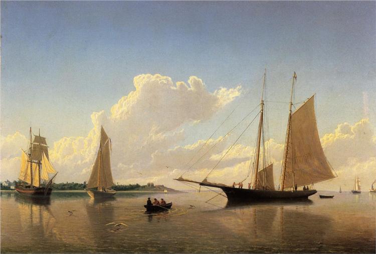 Stowing Sails off Fairhaven, 1858 - Уильям Брэдфорд