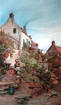 Two Girls at a Cottage - William Gilbert Foster