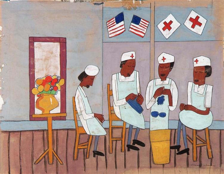 Knitting Party, 1942 - William H. Johnson