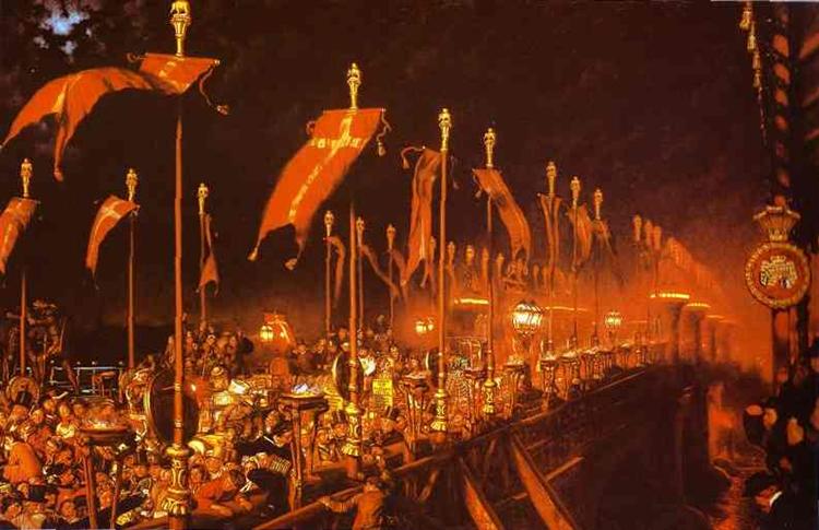 London Bridge on the Night of the Marriage of the Prince and Princess of Wales, 1863 - 1866 - William Holman Hunt
