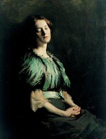 Portrait of a Girl Wearing a Green Dress - Уильям Орпен