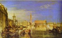 Bridge of Sighs, Ducal Palace and Custom House, Venice Canaletti Painting - 透納