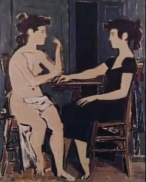 Two girls sitting - Yiannis Moralis
