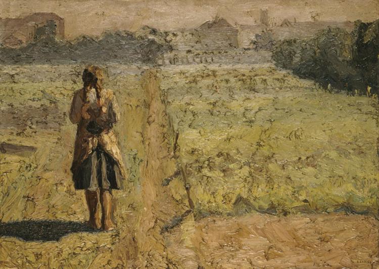 Girl in the vegetable garden, c.1920 - Эммануэл Заирис