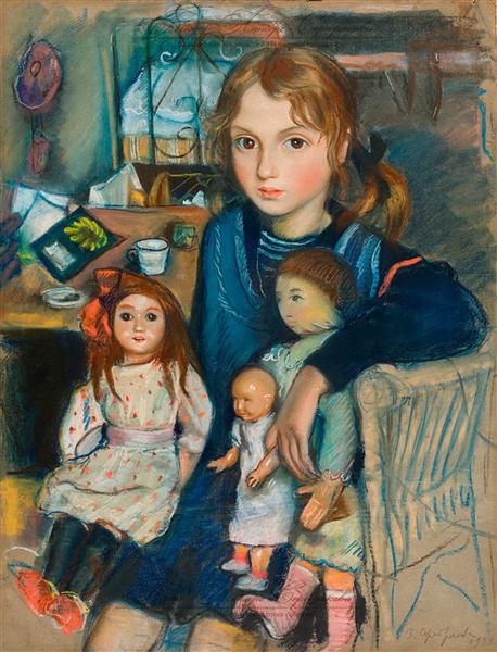 Дочка Катя с куклами, 1923 - Зинаида Серебрякова