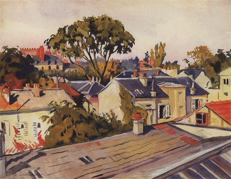 Versailles. The roofs of the city, 1924 - Zinaida Serebriakova